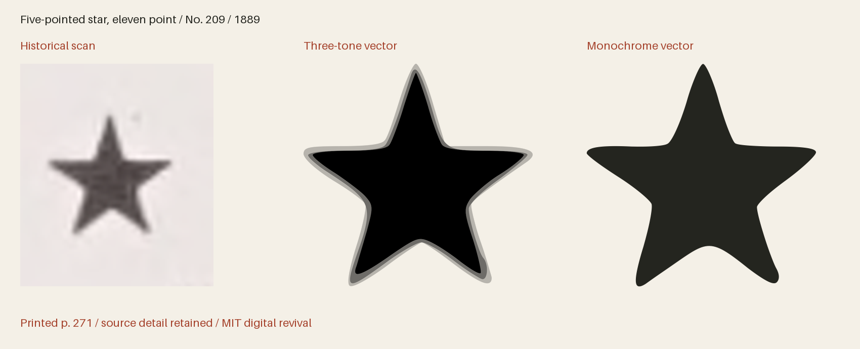 Historical scan beside the three-tone and monochrome vector revivals