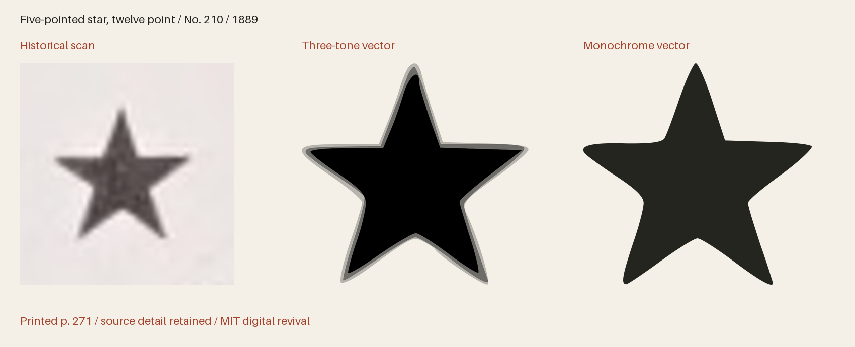 Historical scan beside the three-tone and monochrome vector revivals