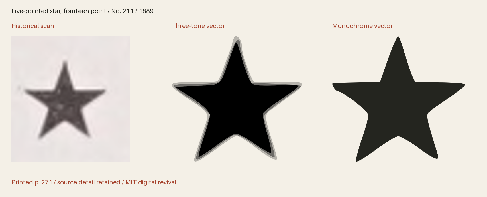 Historical scan beside the three-tone and monochrome vector revivals