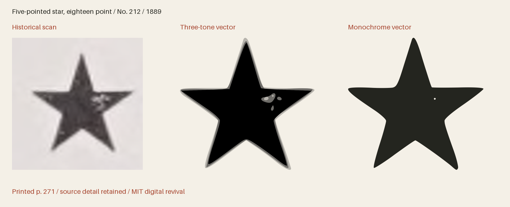 Historical scan beside the three-tone and monochrome vector revivals