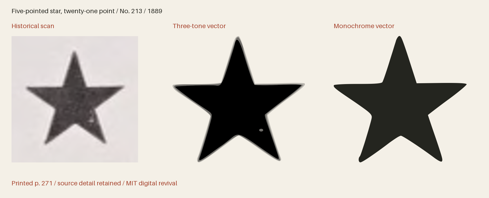 Historical scan beside the three-tone and monochrome vector revivals