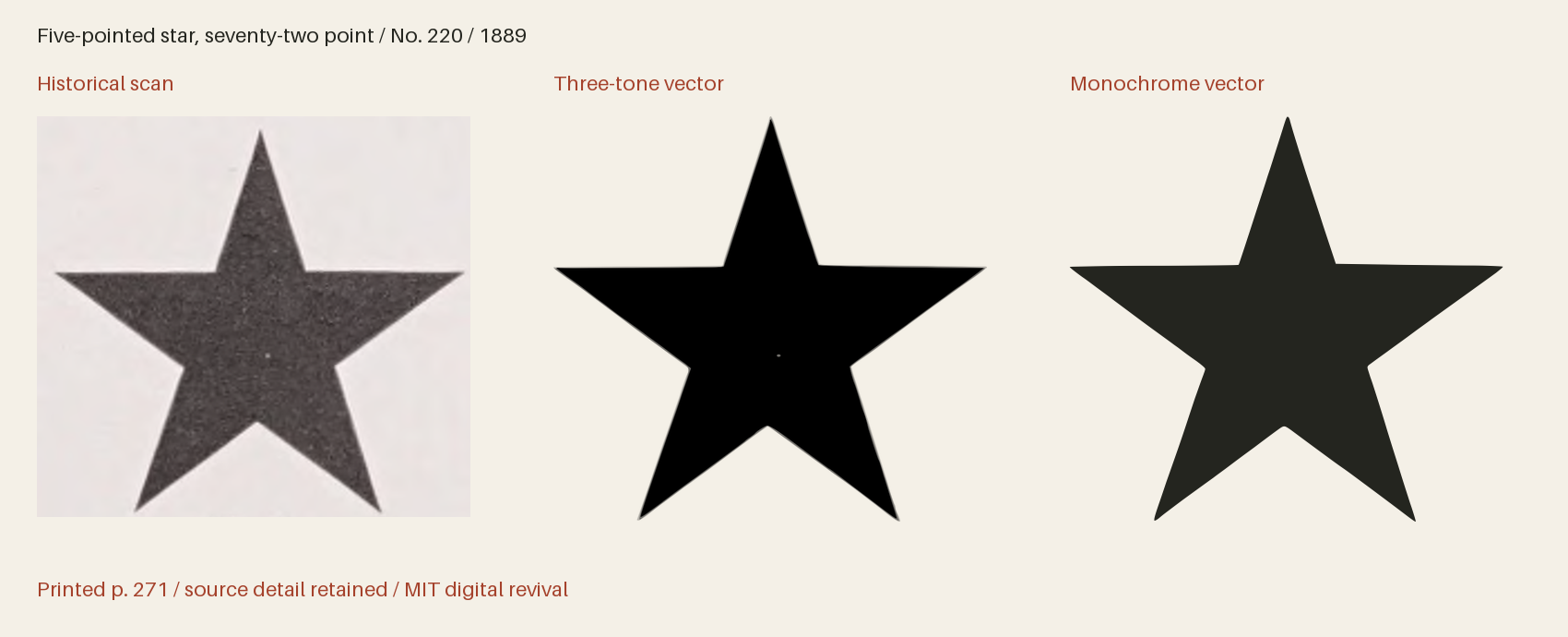 Historical scan beside the three-tone and monochrome vector revivals