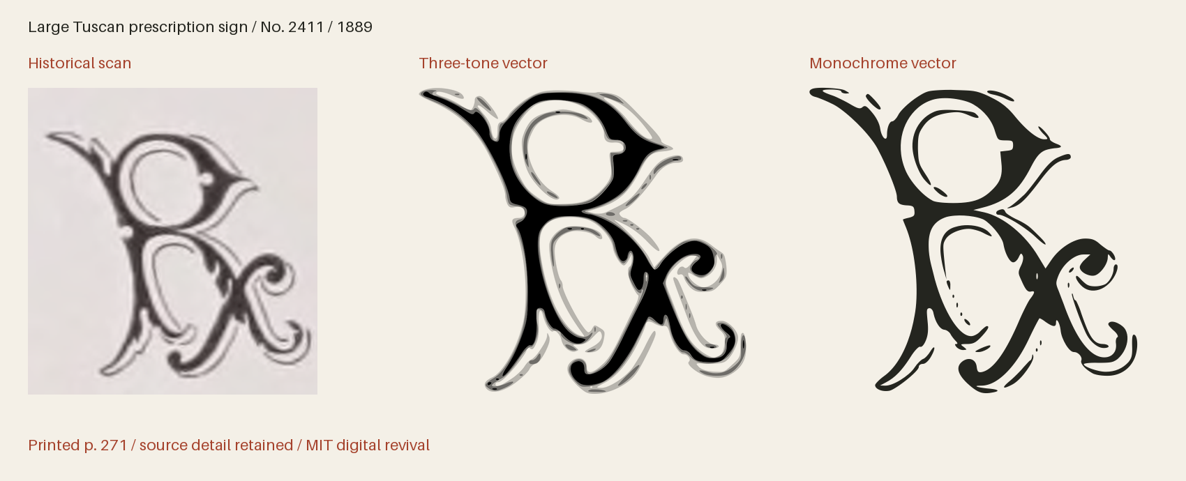 Historical scan beside the three-tone and monochrome vector revivals
