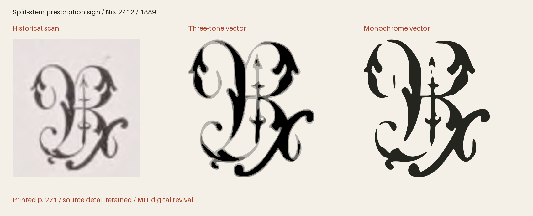 Historical scan beside the three-tone and monochrome vector revivals