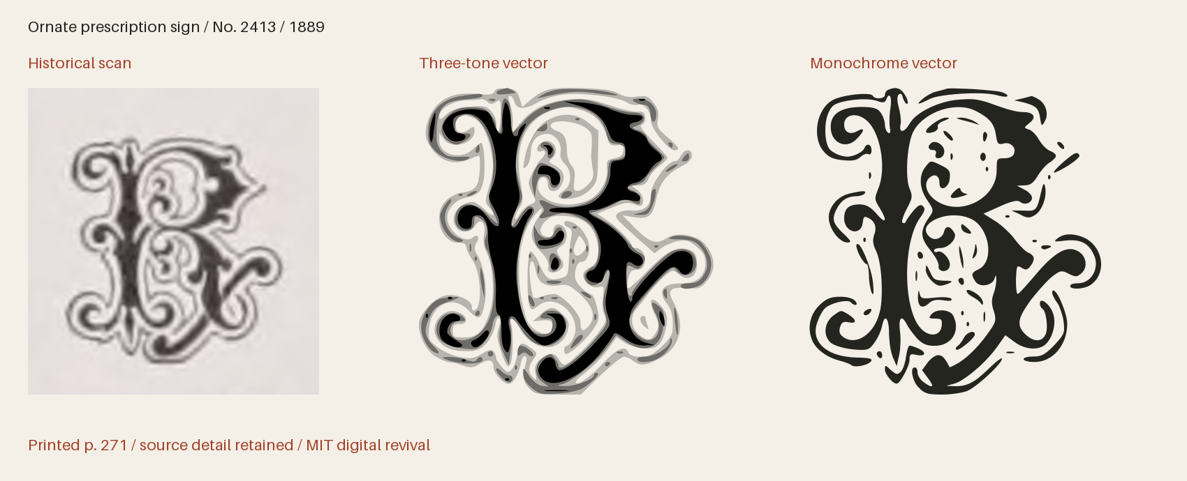 Historical scan beside the three-tone and monochrome vector revivals