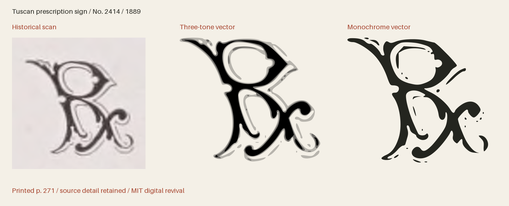 Historical scan beside the three-tone and monochrome vector revivals