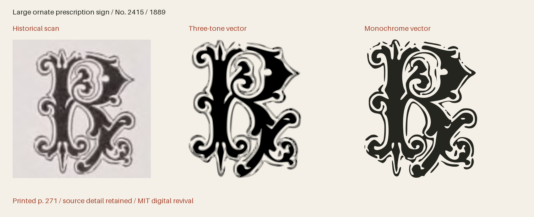 Historical scan beside the three-tone and monochrome vector revivals