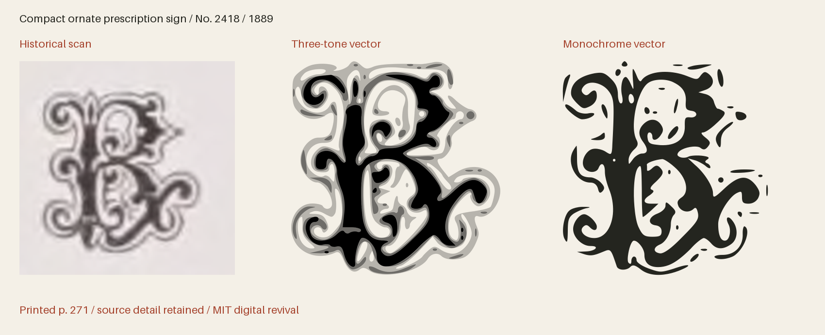 Historical scan beside the three-tone and monochrome vector revivals