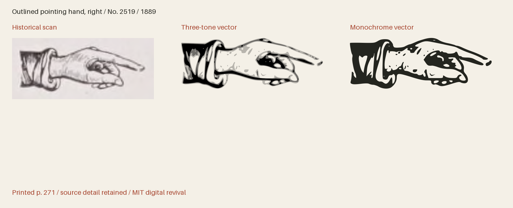 Historical scan beside the three-tone and monochrome vector revivals