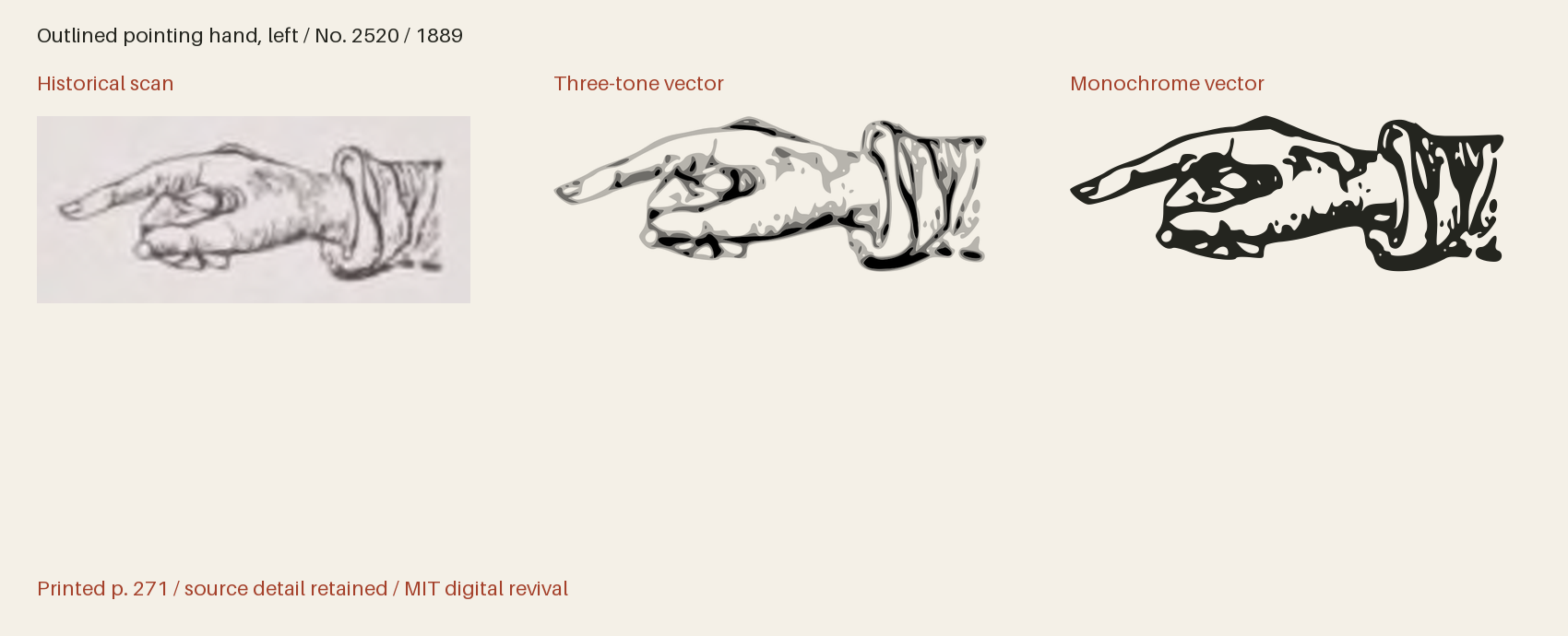 Historical scan beside the three-tone and monochrome vector revivals