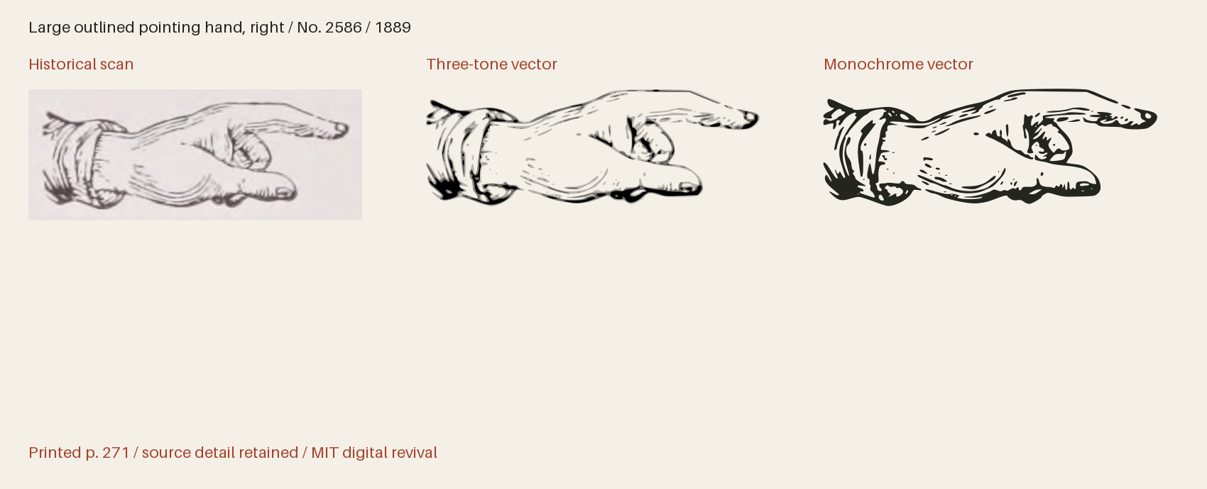 Historical scan beside the three-tone and monochrome vector revivals