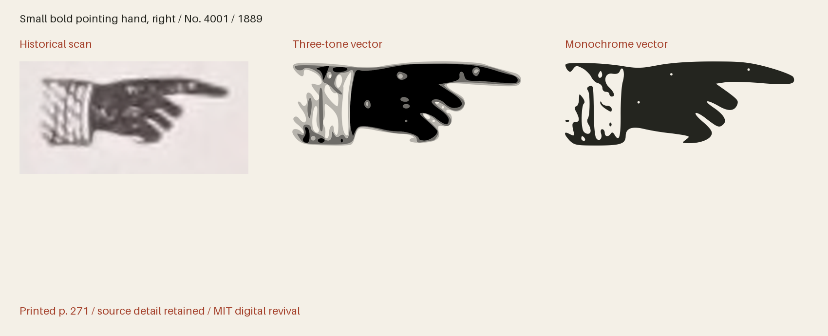 Historical scan beside the three-tone and monochrome vector revivals