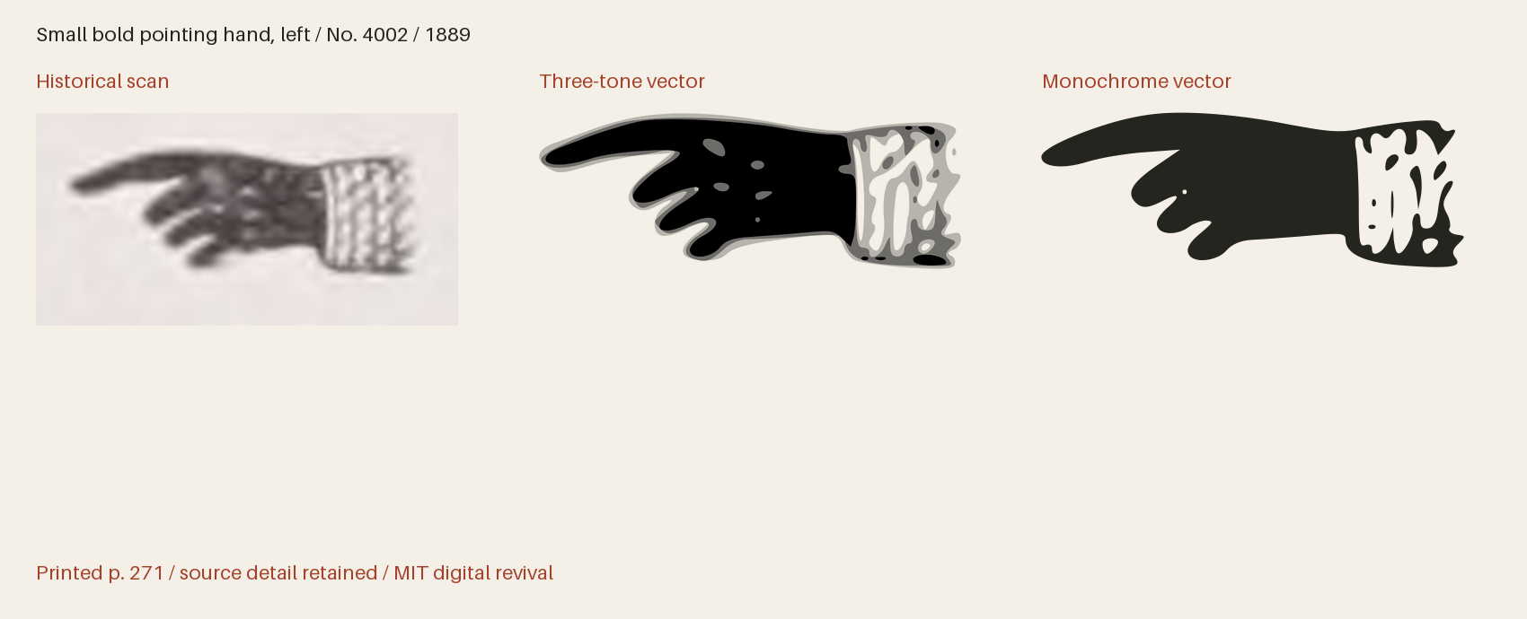 Historical scan beside the three-tone and monochrome vector revivals