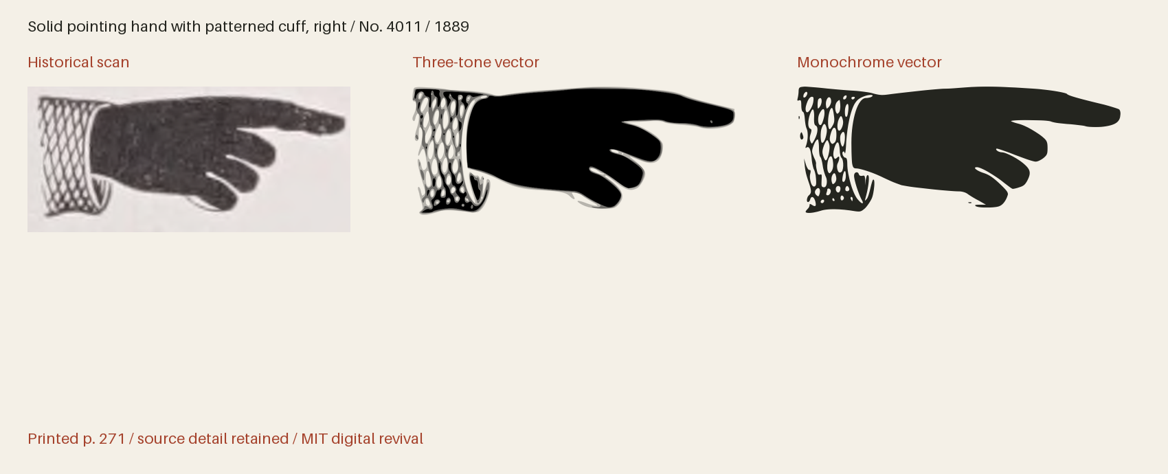 Historical scan beside the three-tone and monochrome vector revivals