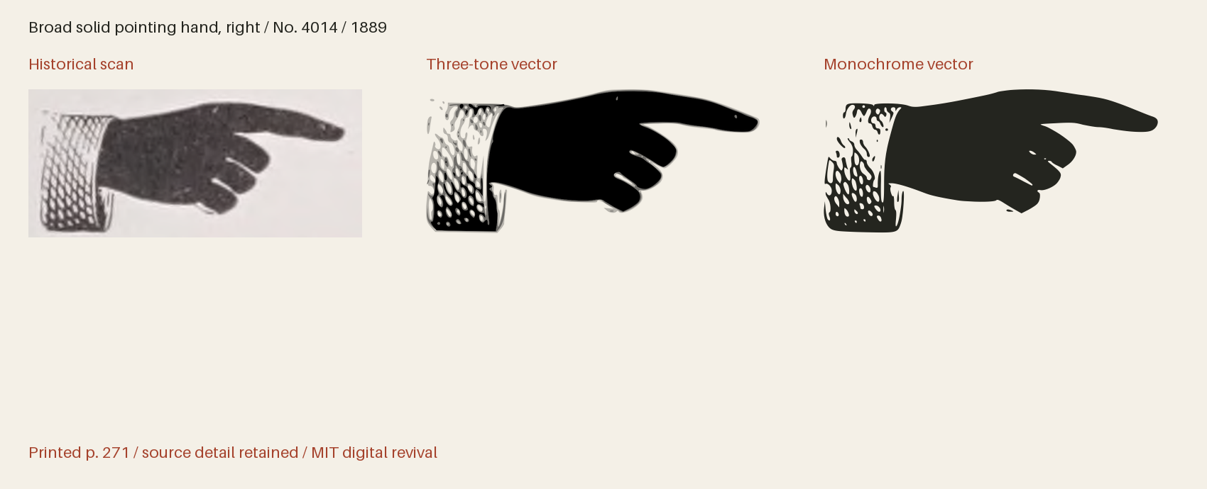 Historical scan beside the three-tone and monochrome vector revivals