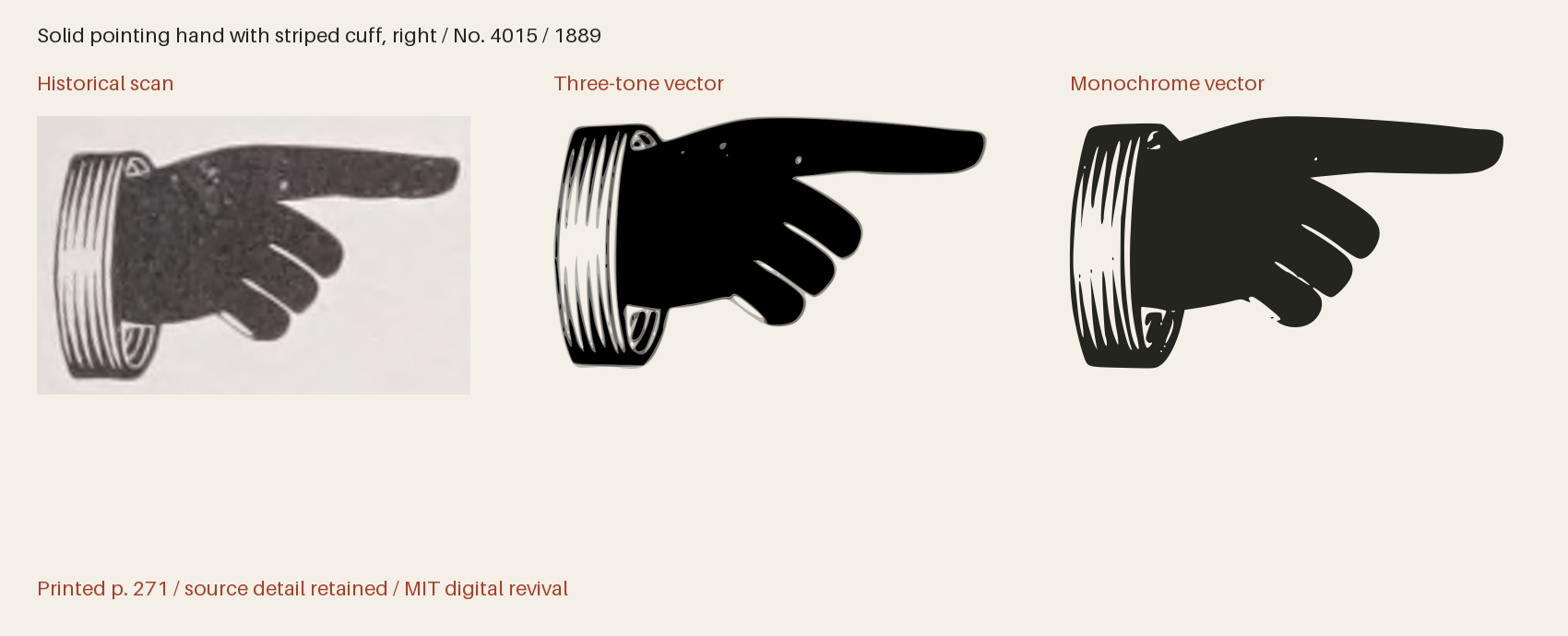 Historical scan beside the three-tone and monochrome vector revivals