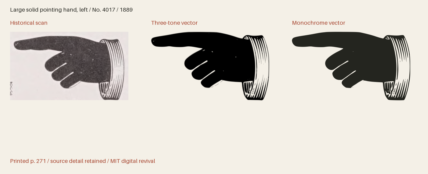 Historical scan beside the three-tone and monochrome vector revivals