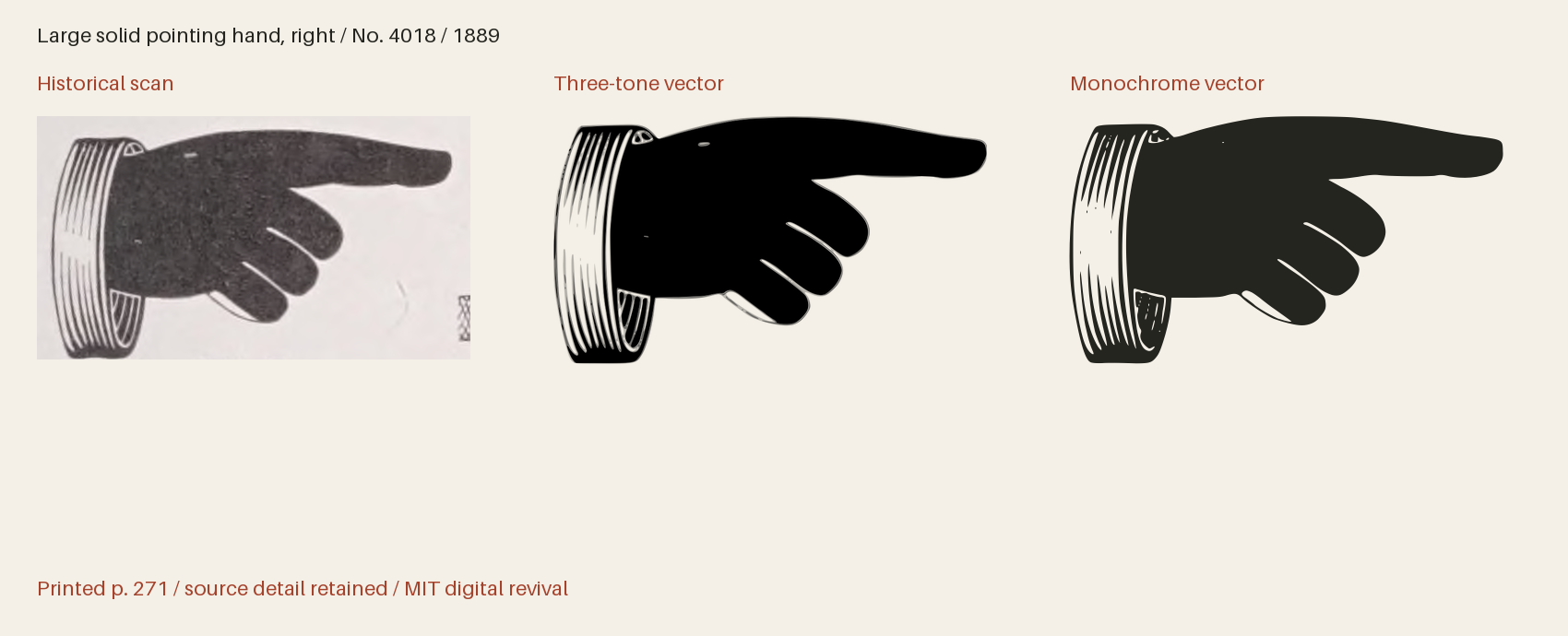 Historical scan beside the three-tone and monochrome vector revivals