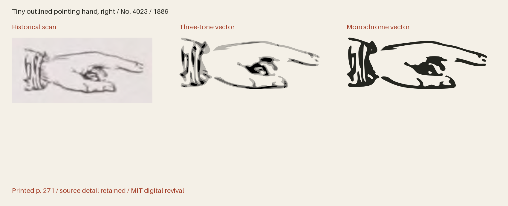 Historical scan beside the three-tone and monochrome vector revivals