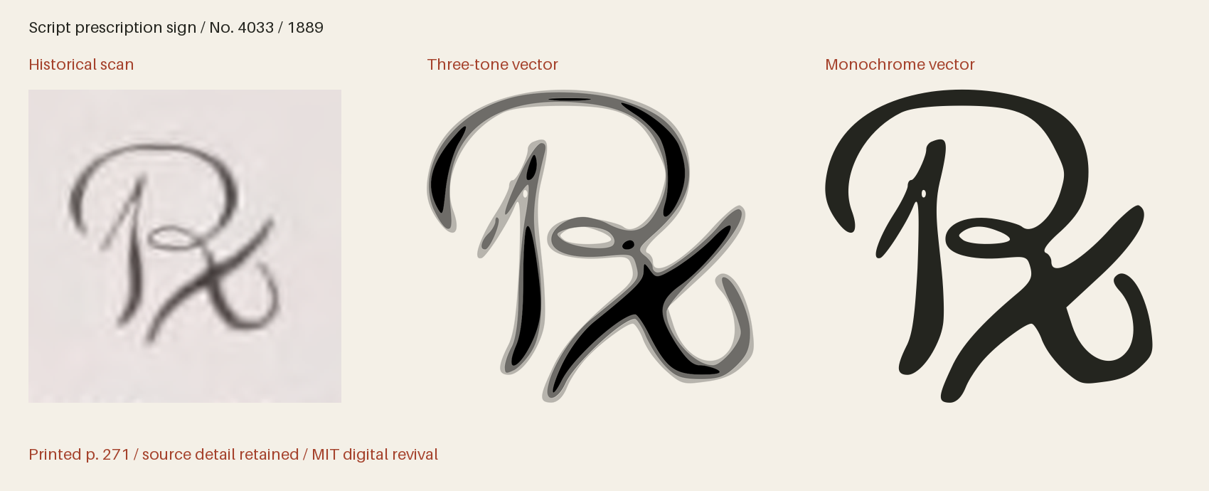 Historical scan beside the three-tone and monochrome vector revivals