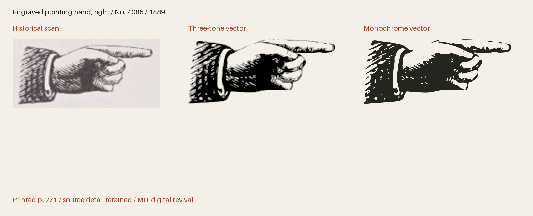 Historical scan beside the three-tone and monochrome vector revivals