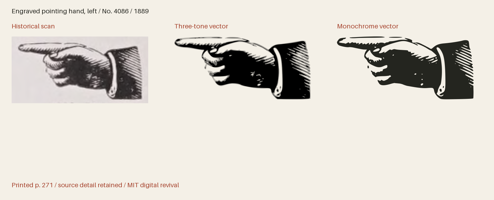 Historical scan beside the three-tone and monochrome vector revivals