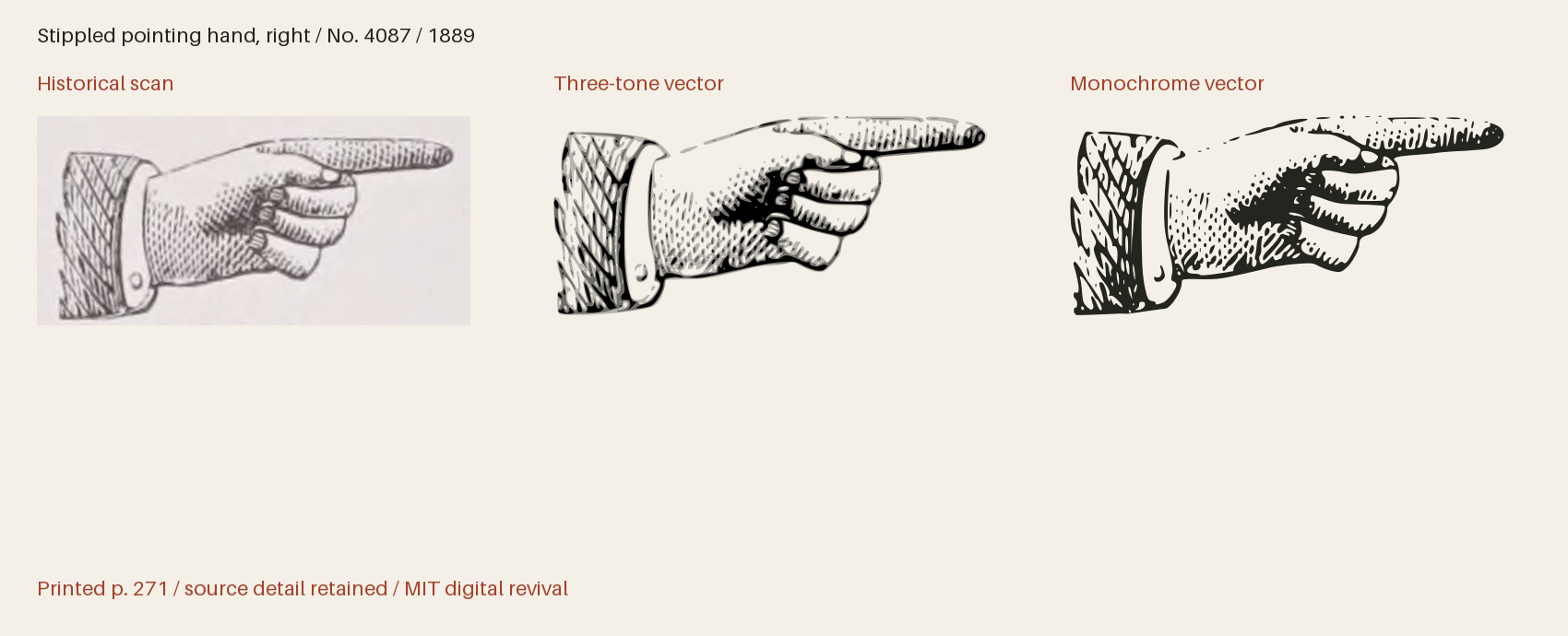 Historical scan beside the three-tone and monochrome vector revivals