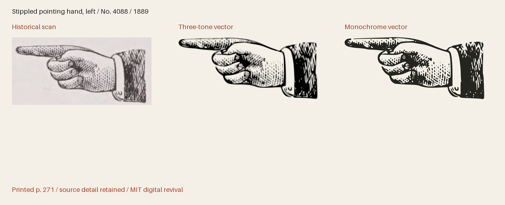 Historical scan beside the three-tone and monochrome vector revivals