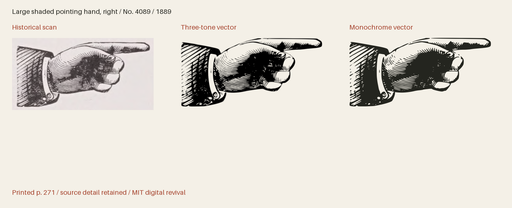 Historical scan beside the three-tone and monochrome vector revivals