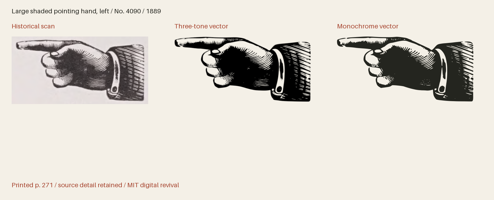 Historical scan beside the three-tone and monochrome vector revivals