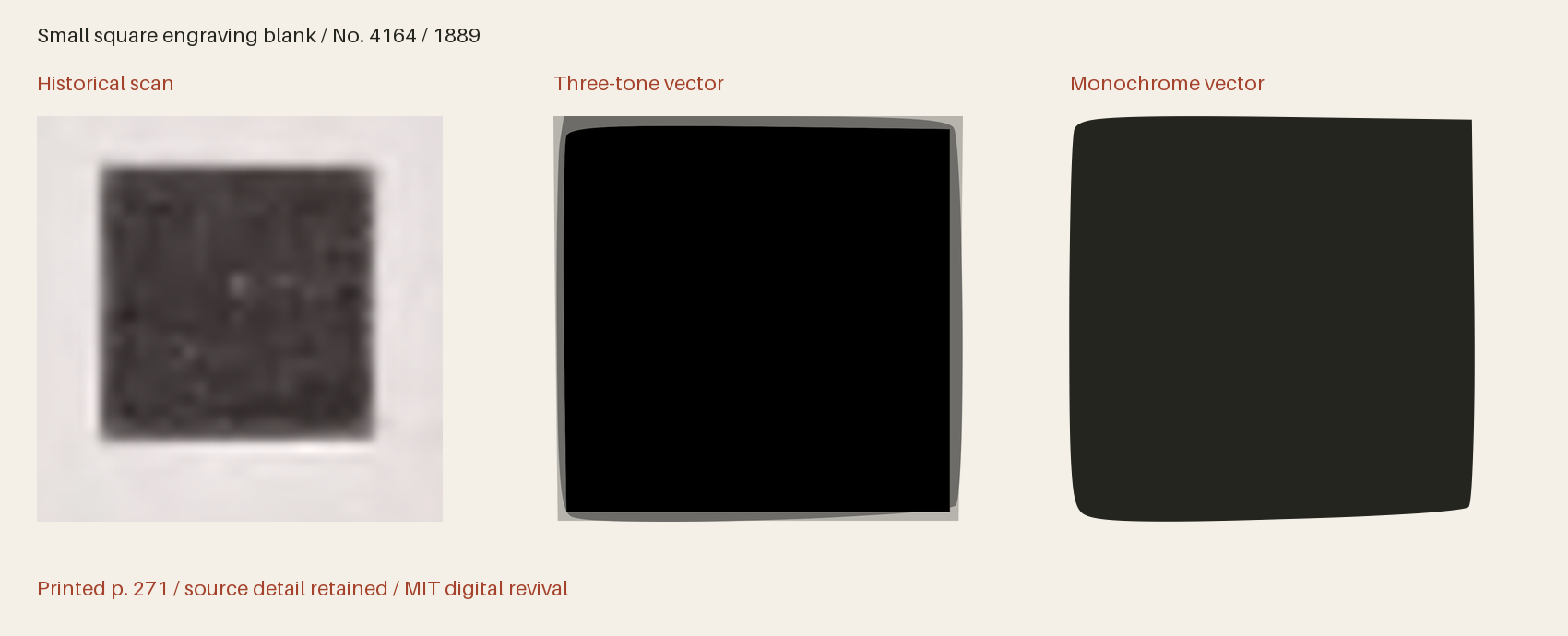 Historical scan beside the three-tone and monochrome vector revivals