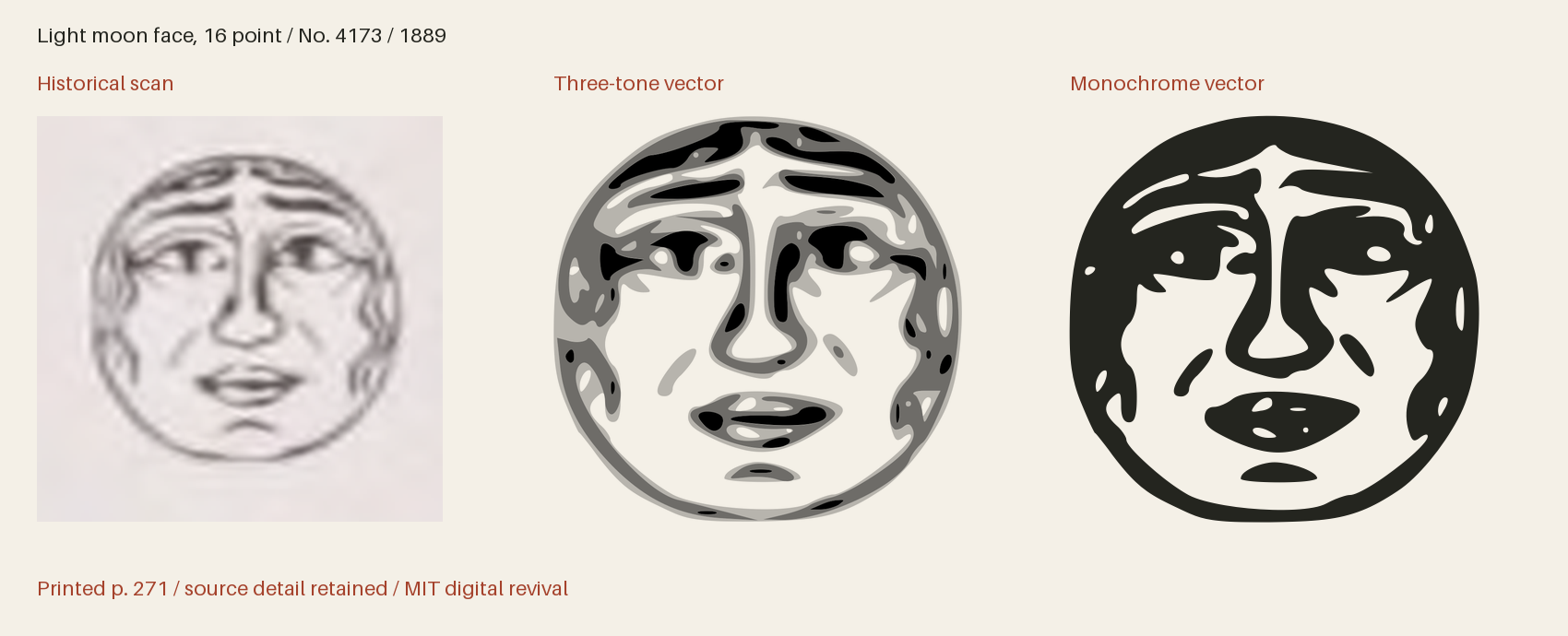 Historical scan beside the three-tone and monochrome vector revivals