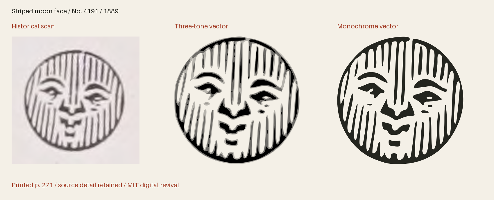 Historical scan beside the three-tone and monochrome vector revivals