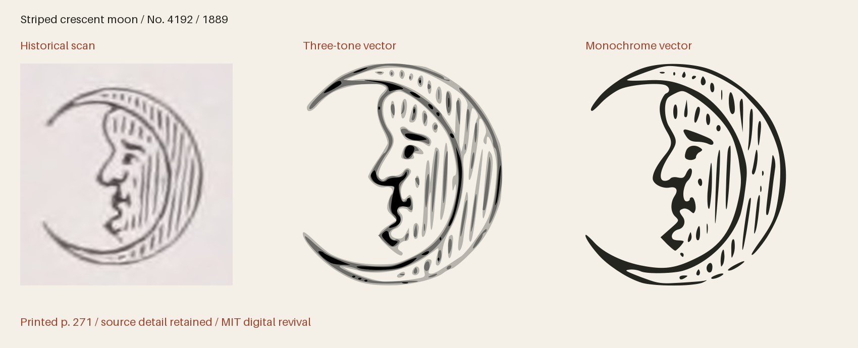 Historical scan beside the three-tone and monochrome vector revivals