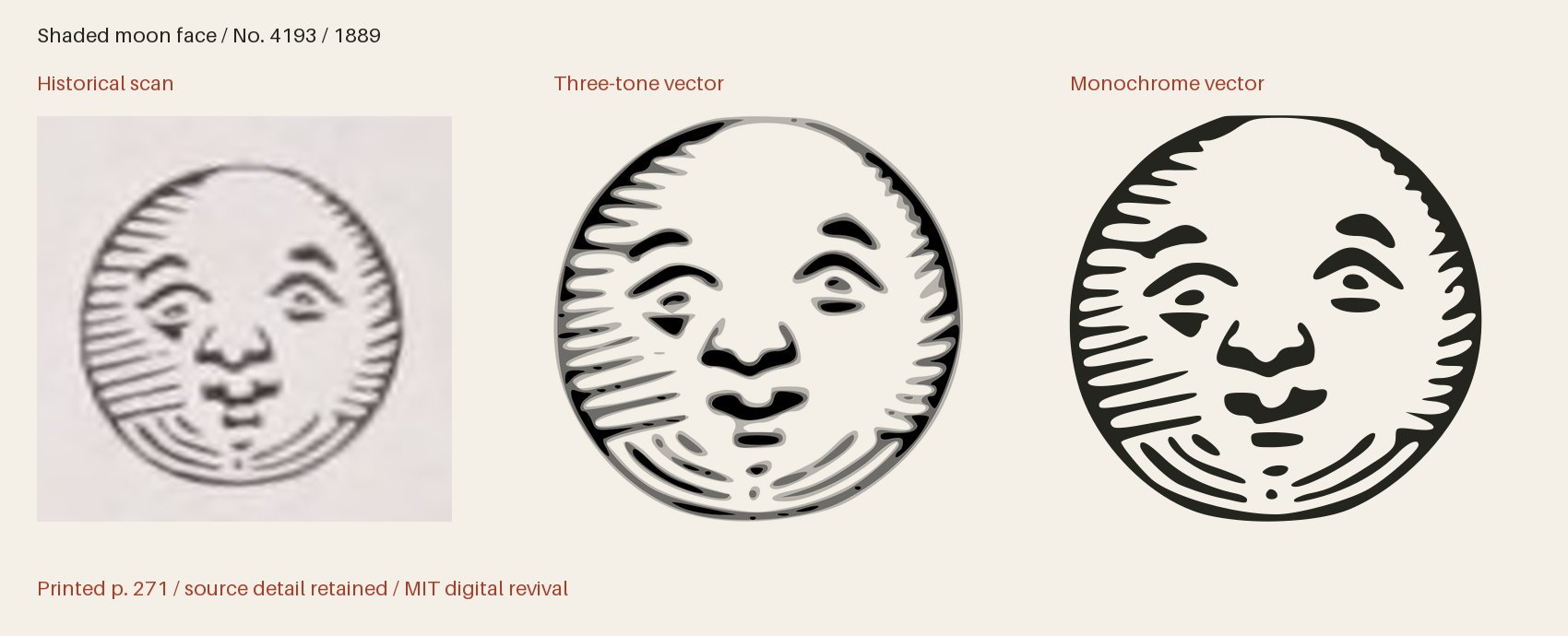 Historical scan beside the three-tone and monochrome vector revivals