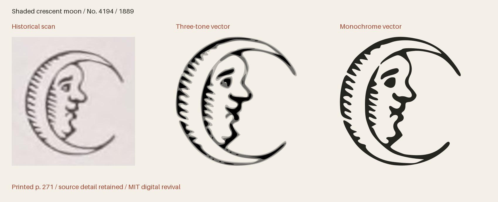 Historical scan beside the three-tone and monochrome vector revivals