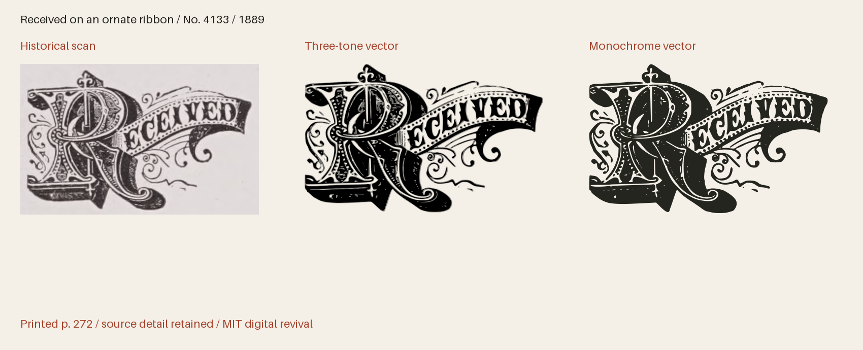 Historical scan beside the three-tone and monochrome vector revivals
