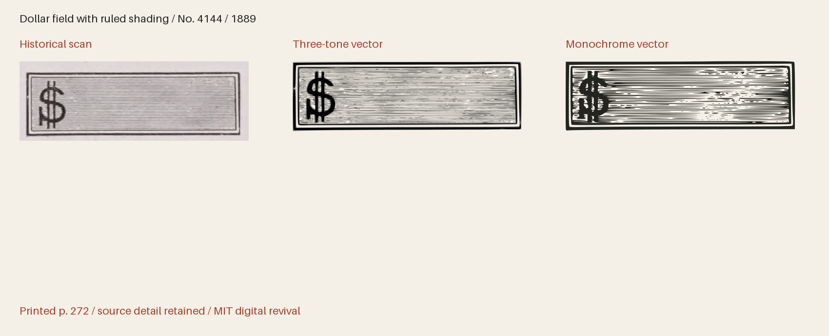 Historical scan beside the three-tone and monochrome vector revivals
