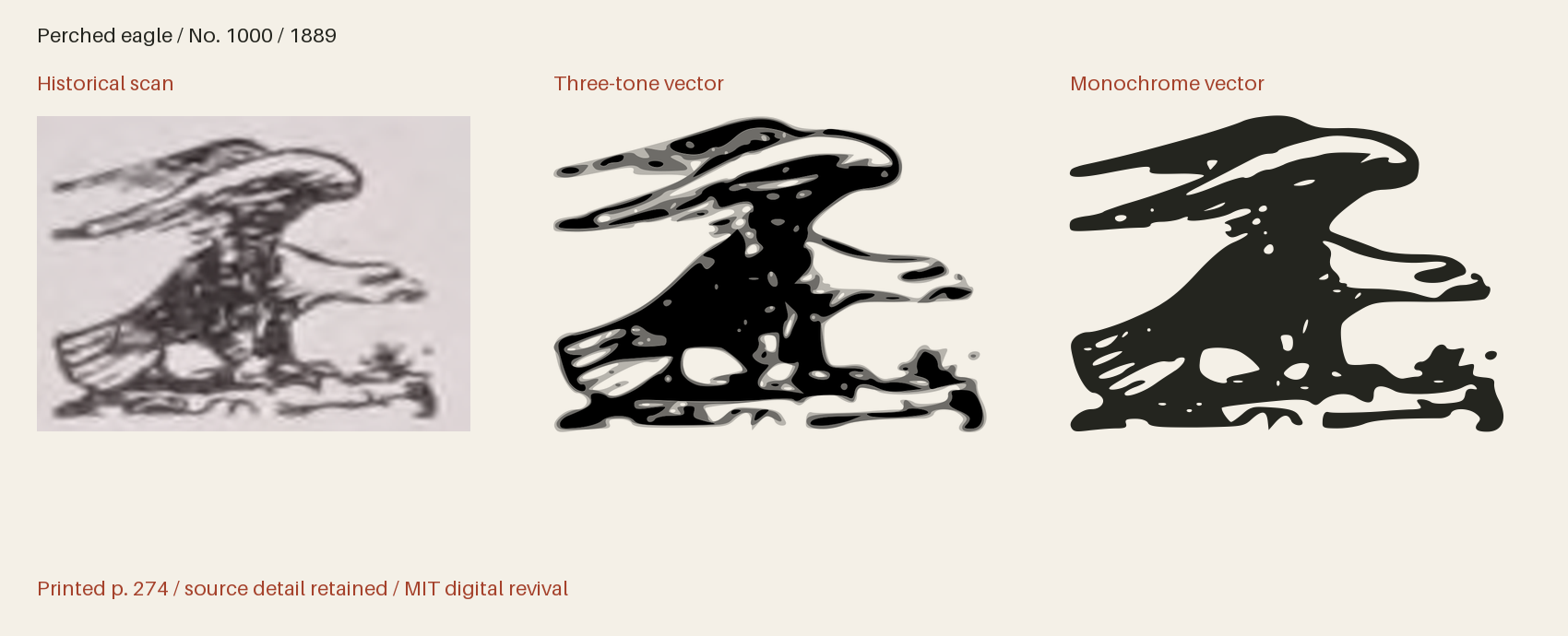 Historical scan beside the three-tone and monochrome vector revivals