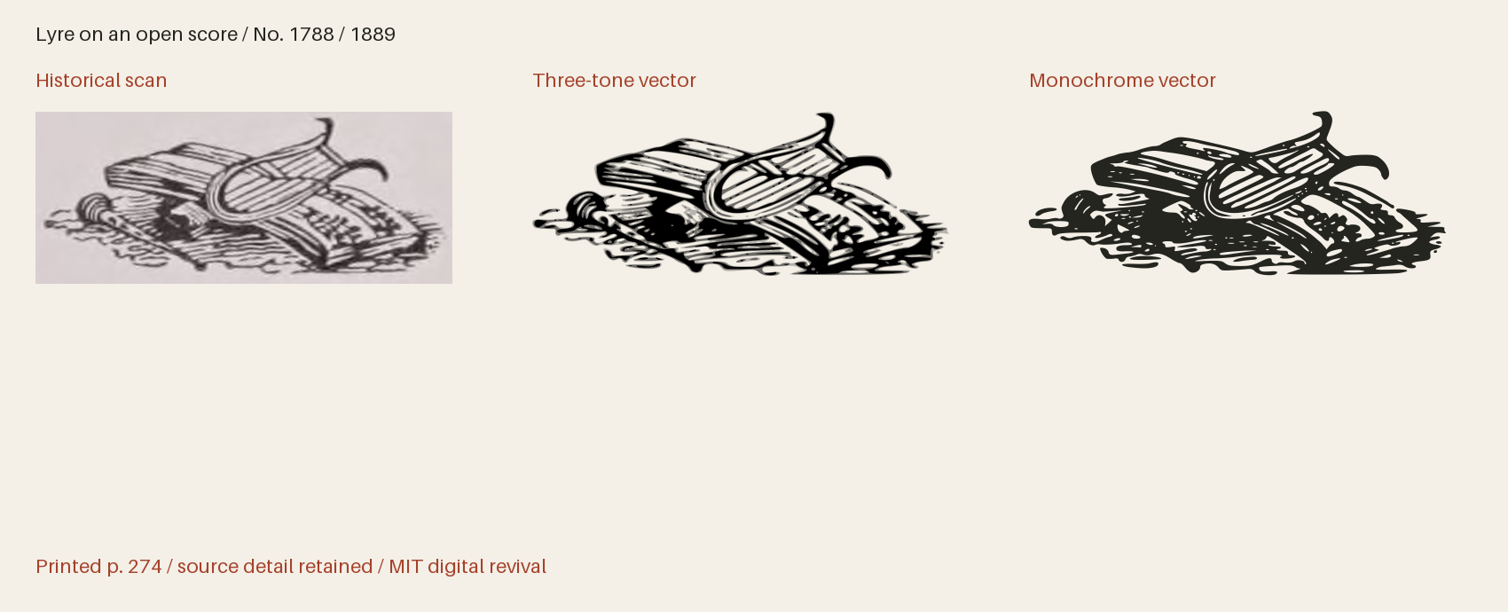 Historical scan beside the three-tone and monochrome vector revivals