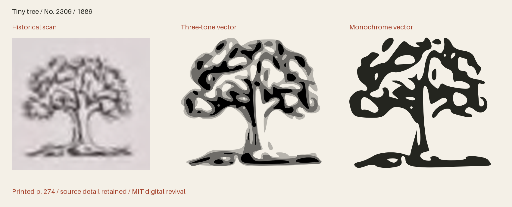 Historical scan beside the three-tone and monochrome vector revivals