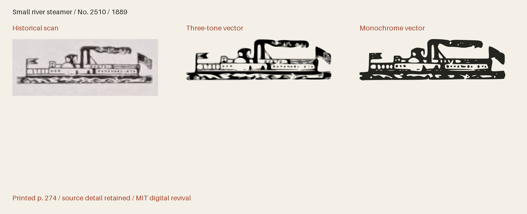 Historical scan beside the three-tone and monochrome vector revivals