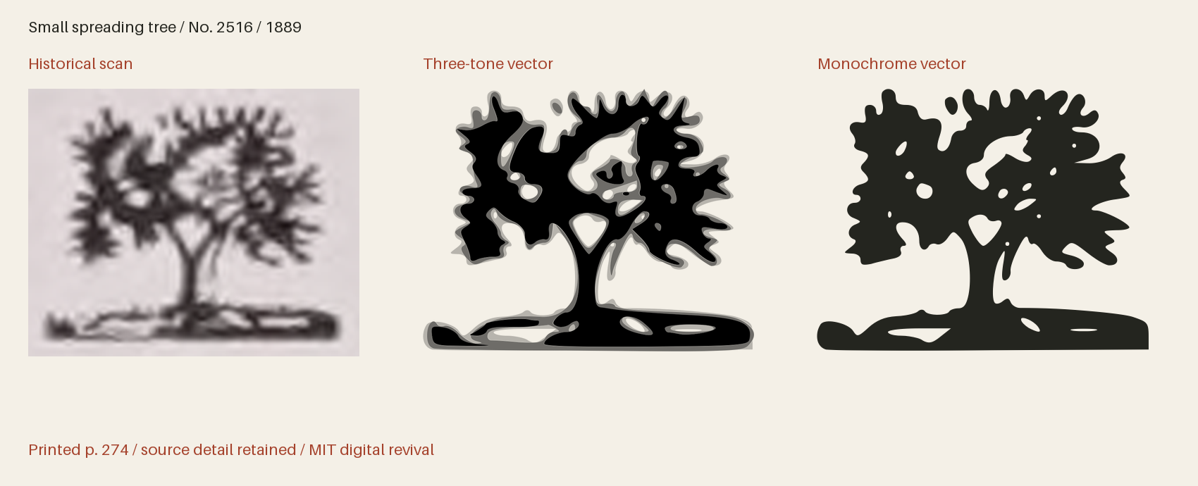 Historical scan beside the three-tone and monochrome vector revivals