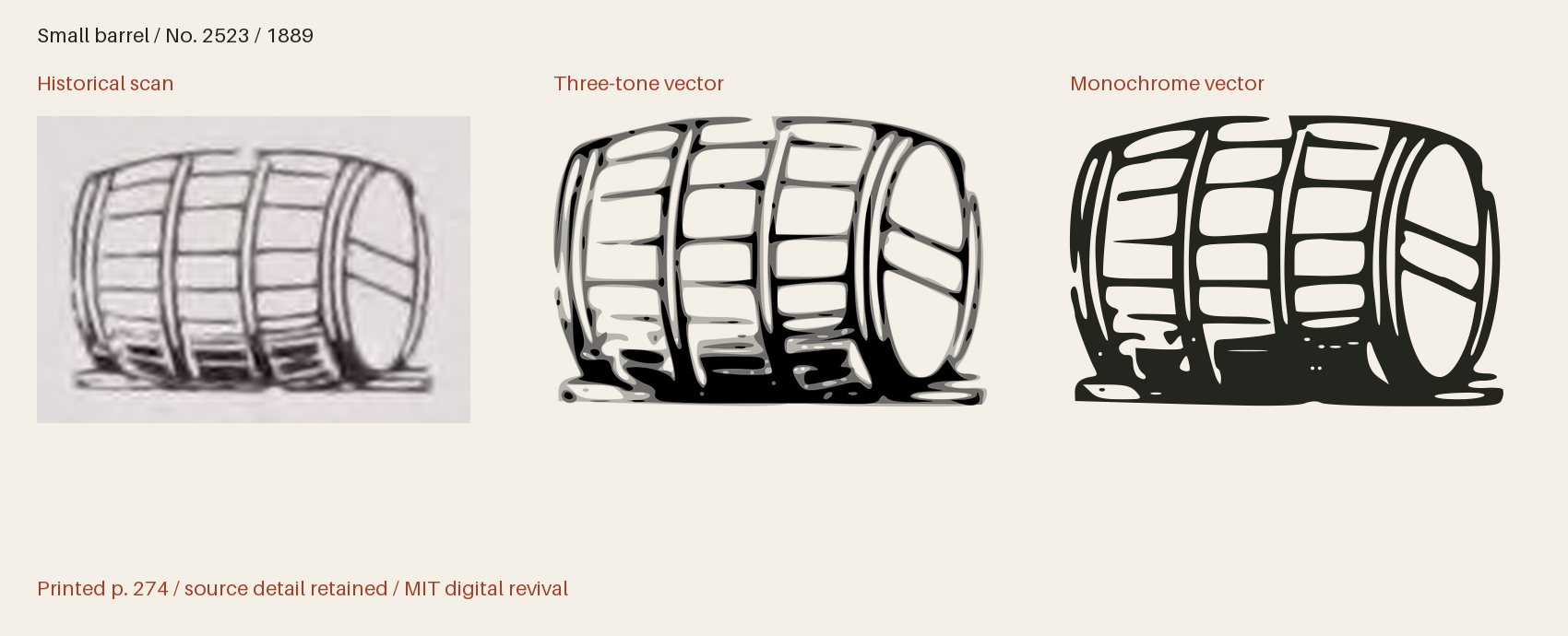 Historical scan beside the three-tone and monochrome vector revivals