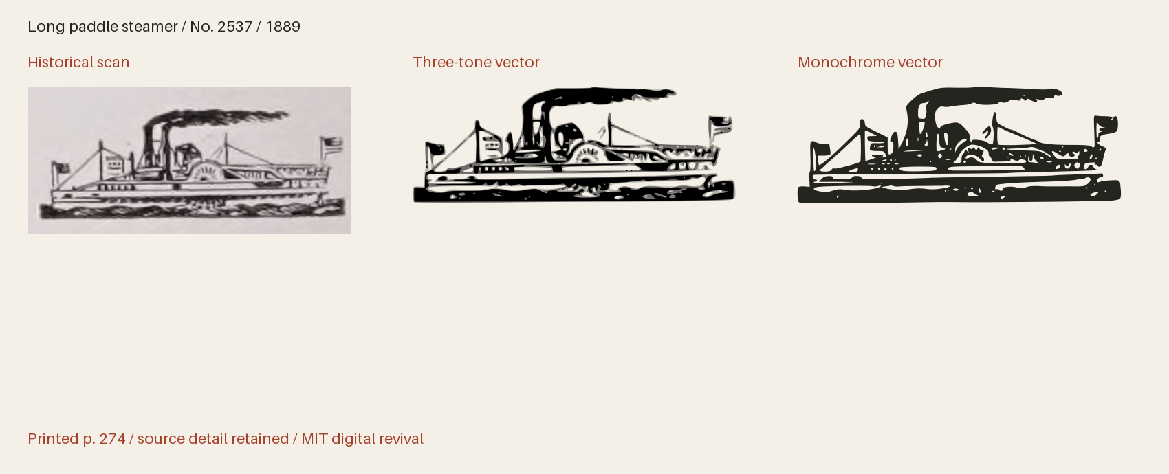 Historical scan beside the three-tone and monochrome vector revivals