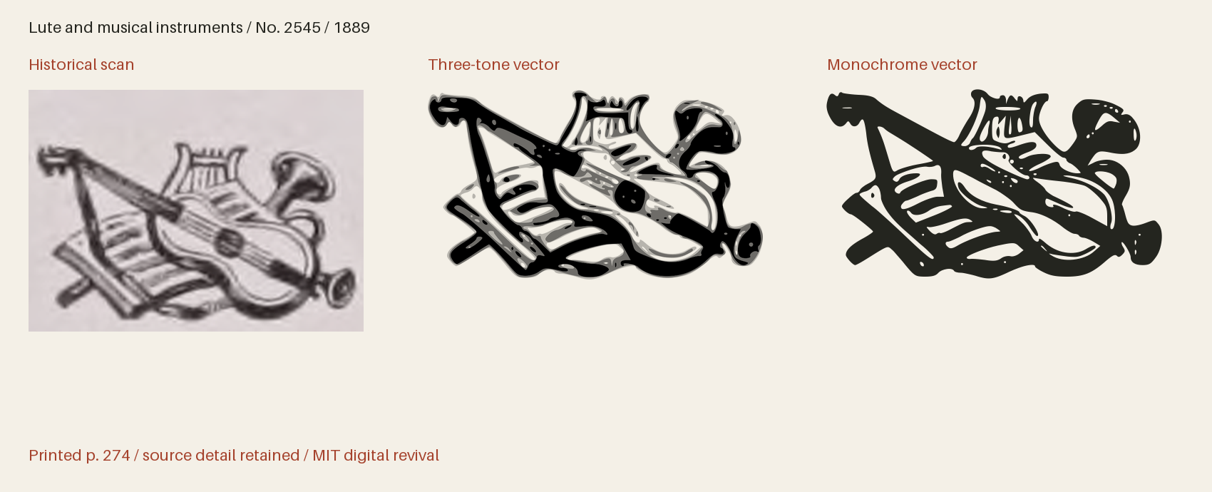 Historical scan beside the three-tone and monochrome vector revivals