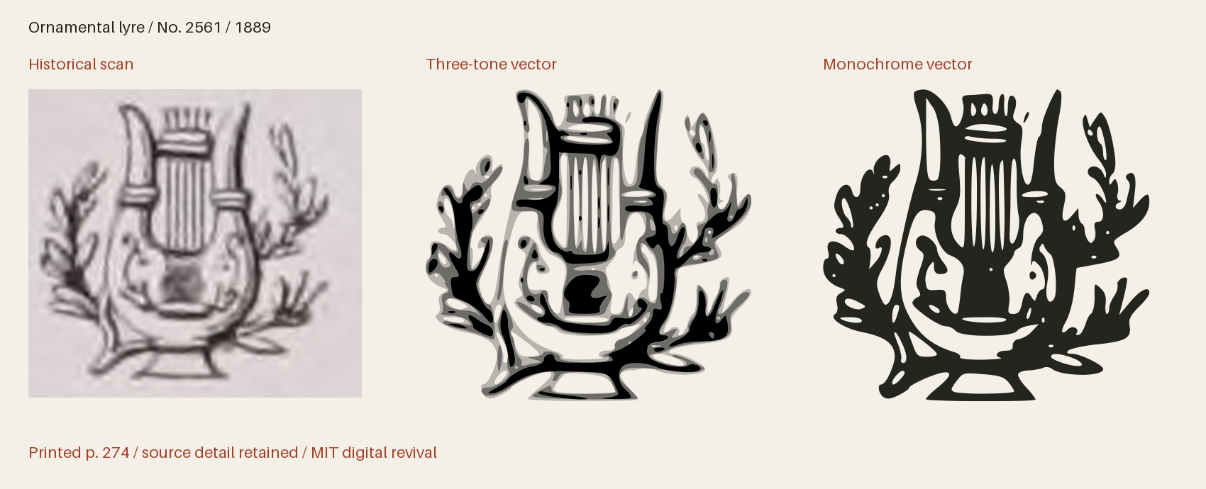 Historical scan beside the three-tone and monochrome vector revivals