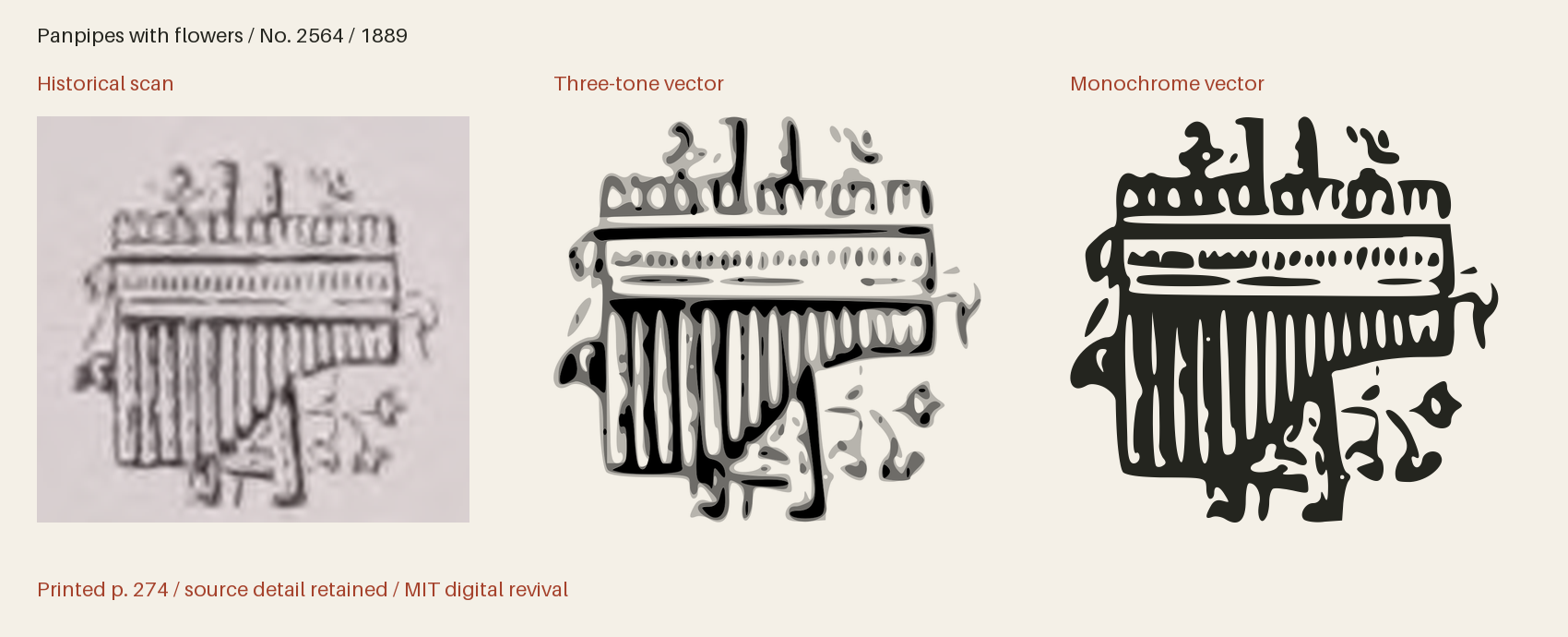 Historical scan beside the three-tone and monochrome vector revivals