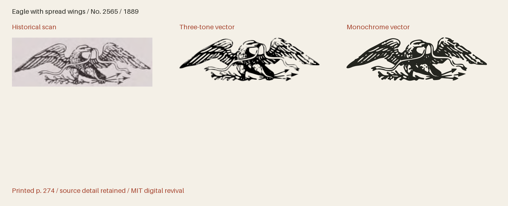 Historical scan beside the three-tone and monochrome vector revivals