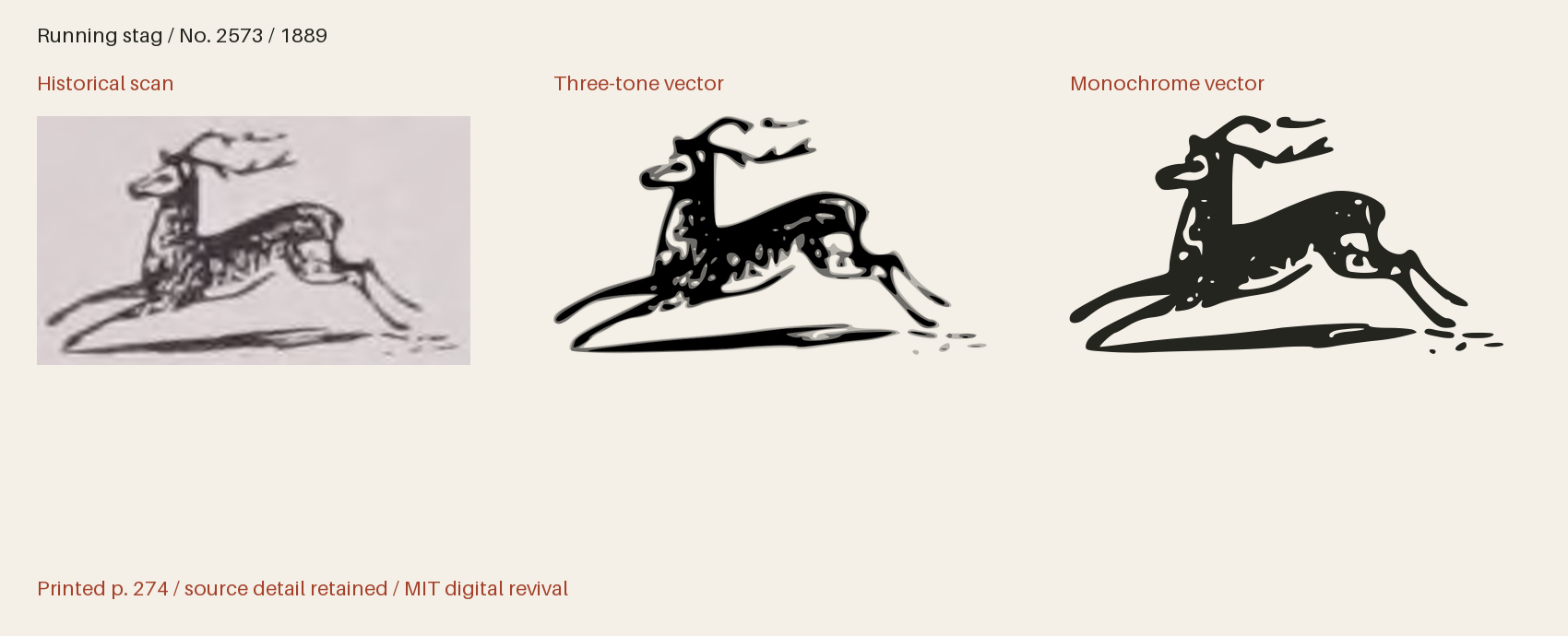 Historical scan beside the three-tone and monochrome vector revivals
